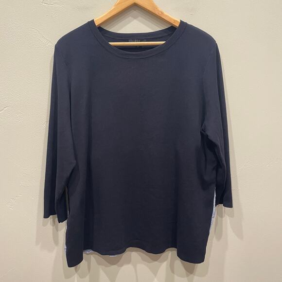 COS Navy Blue Layered Stripe Crewneck Sweater - Size: Large - Picture 1 of 8